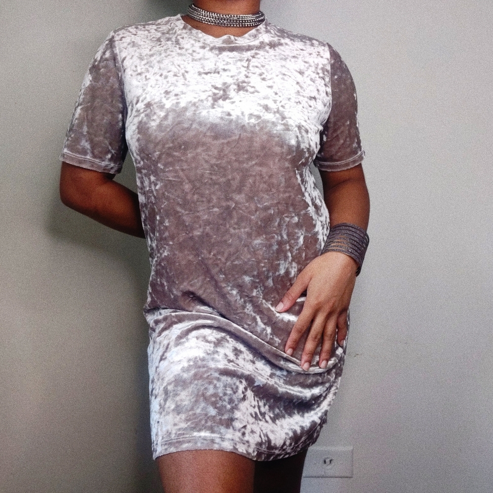 Crushed velvet t-shirt dress
